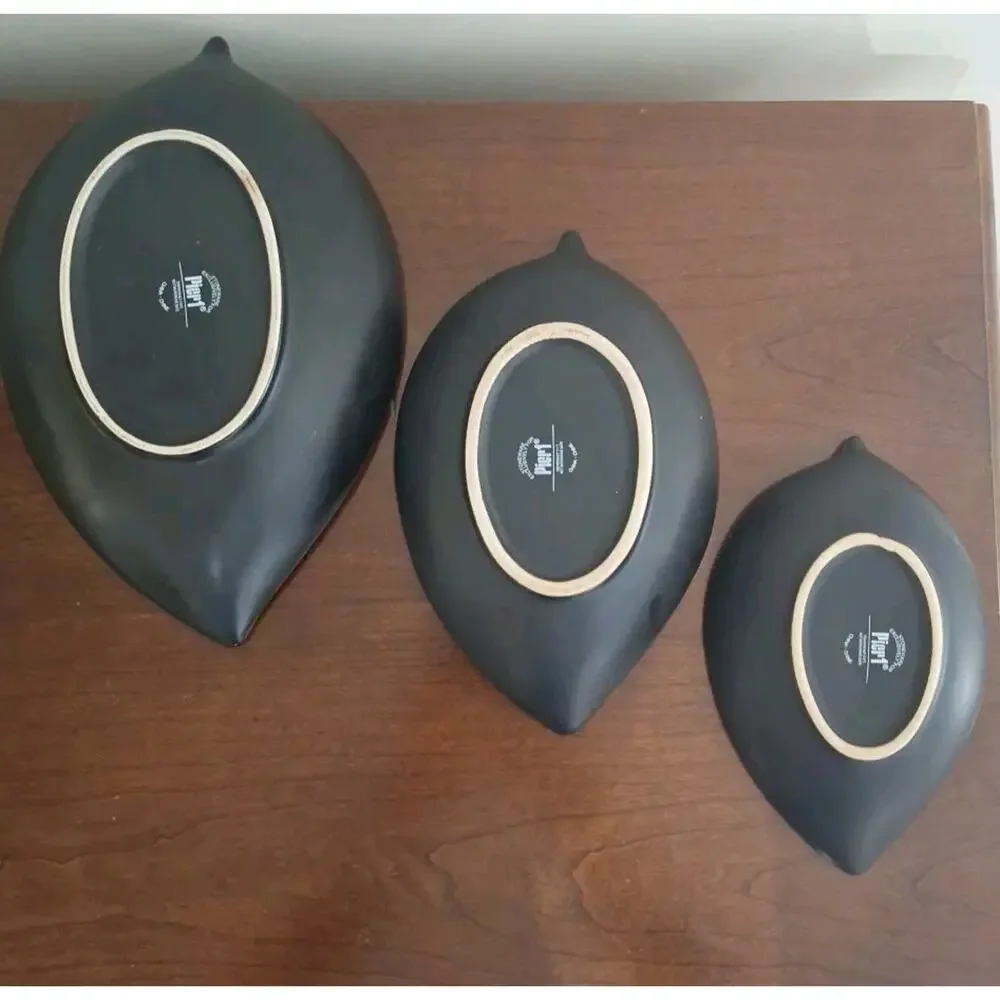 Pier 1 Imports Leaf Shaped Stoneware Nesting Bowls
